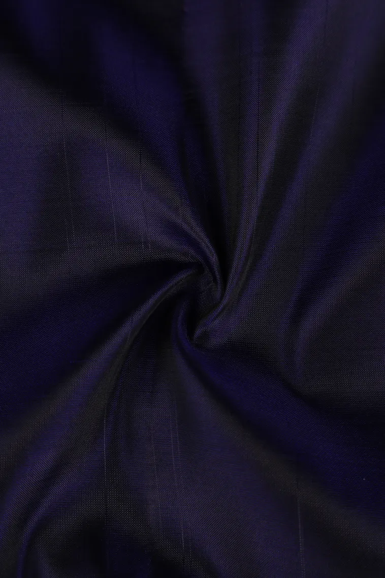 Berry Blue Soft Silk Saree with Gold Zari Flower Mottif view 4