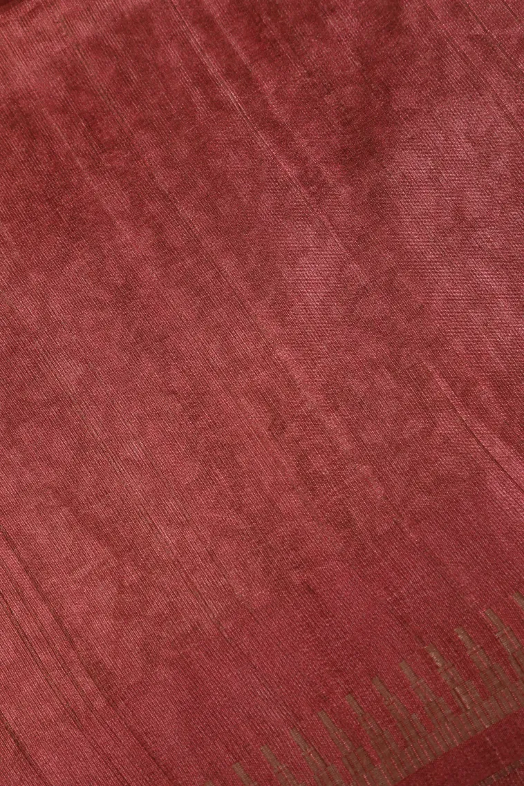 Olive Green Semi Tussar Silk Without Zari With Geometric Shapes view 3