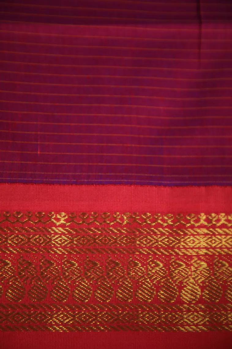 Ocean Blue Kalyani Cotton with Gold Zari Small Checks Pattern view 3