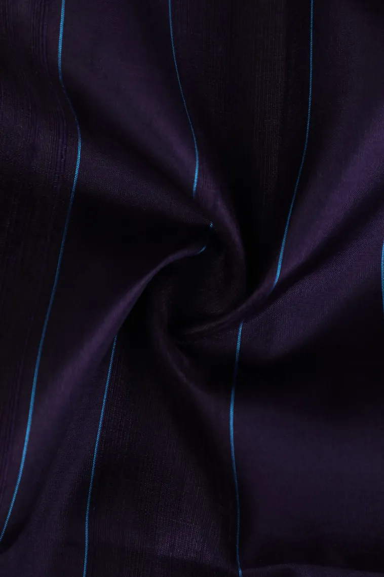 Indigo Blue Soft Silk Saree Without Zari With Stripes view 4