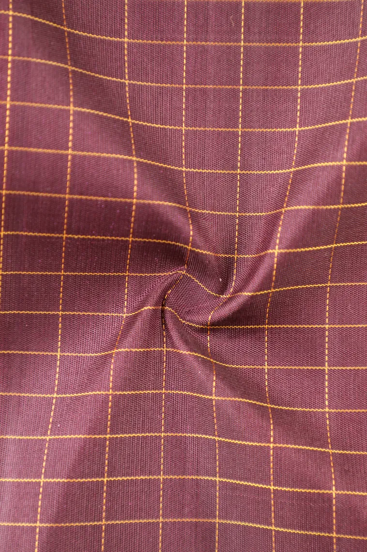 Caramel Brown Kanchipuram Silk Sarees with Gold Zari Checks view 4