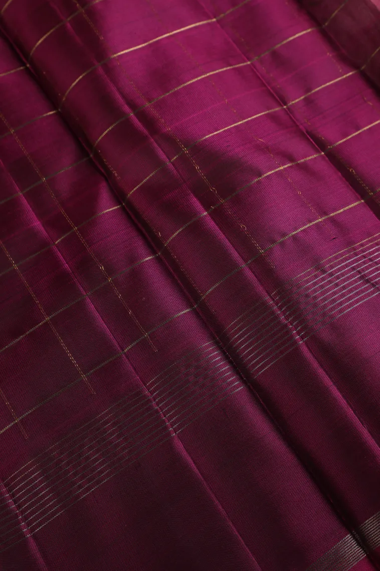 Cotton White Soft Silk Saree with Gold And Silver Zari Checks view 3