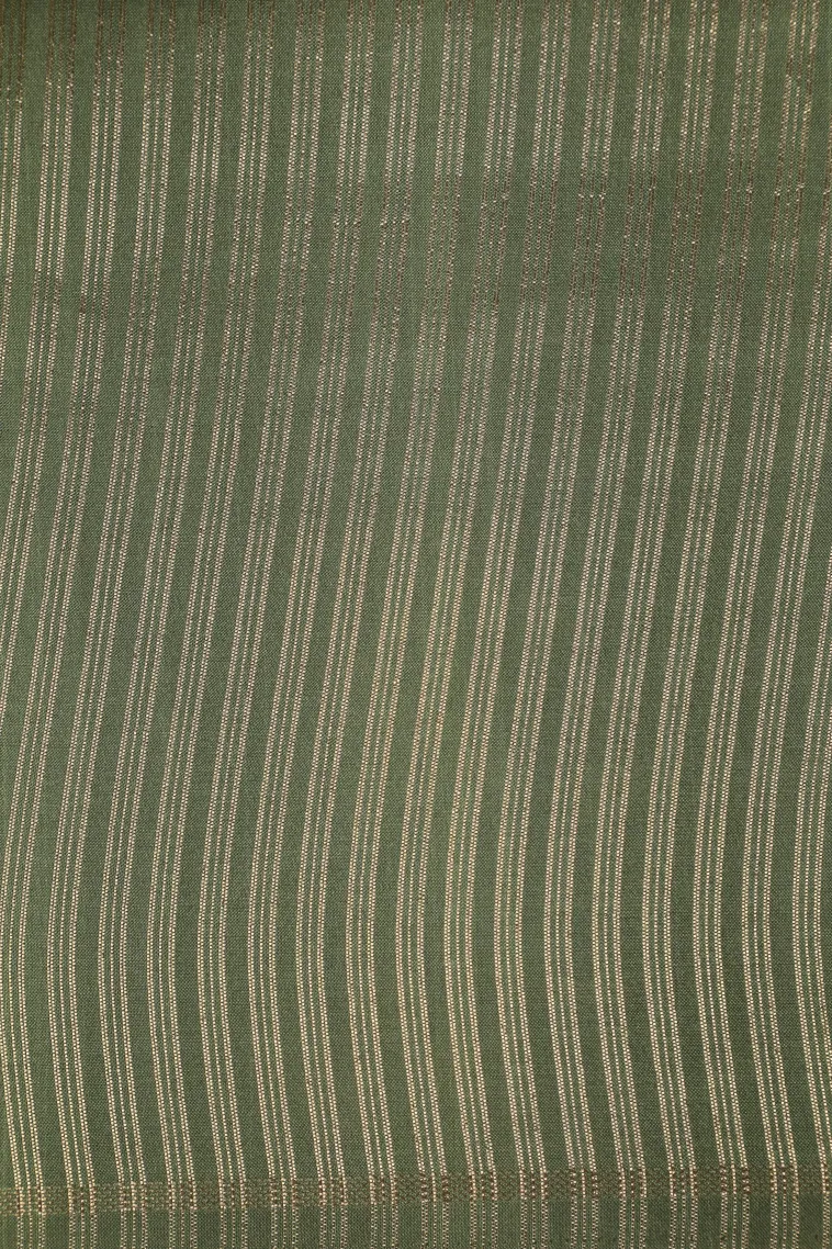Pistachio Green Semi Tussar Silk with Gold Zari Stripes view 3