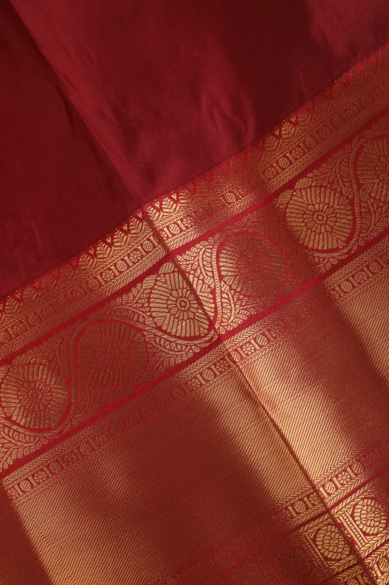 Peach Pink Apoorva Silk Sarees with Gold Zari Floral Patterns view 3