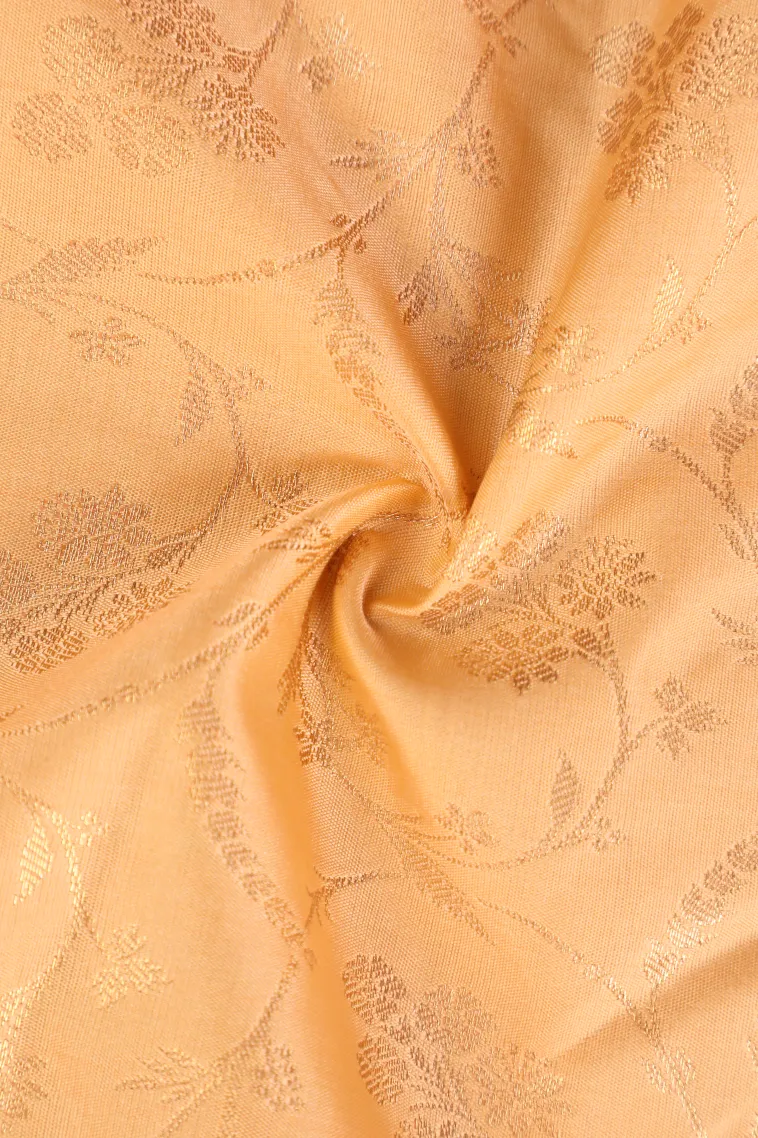 Peach Pink Apoorva Silk Sarees with Gold Zari Floral Patterns view 4