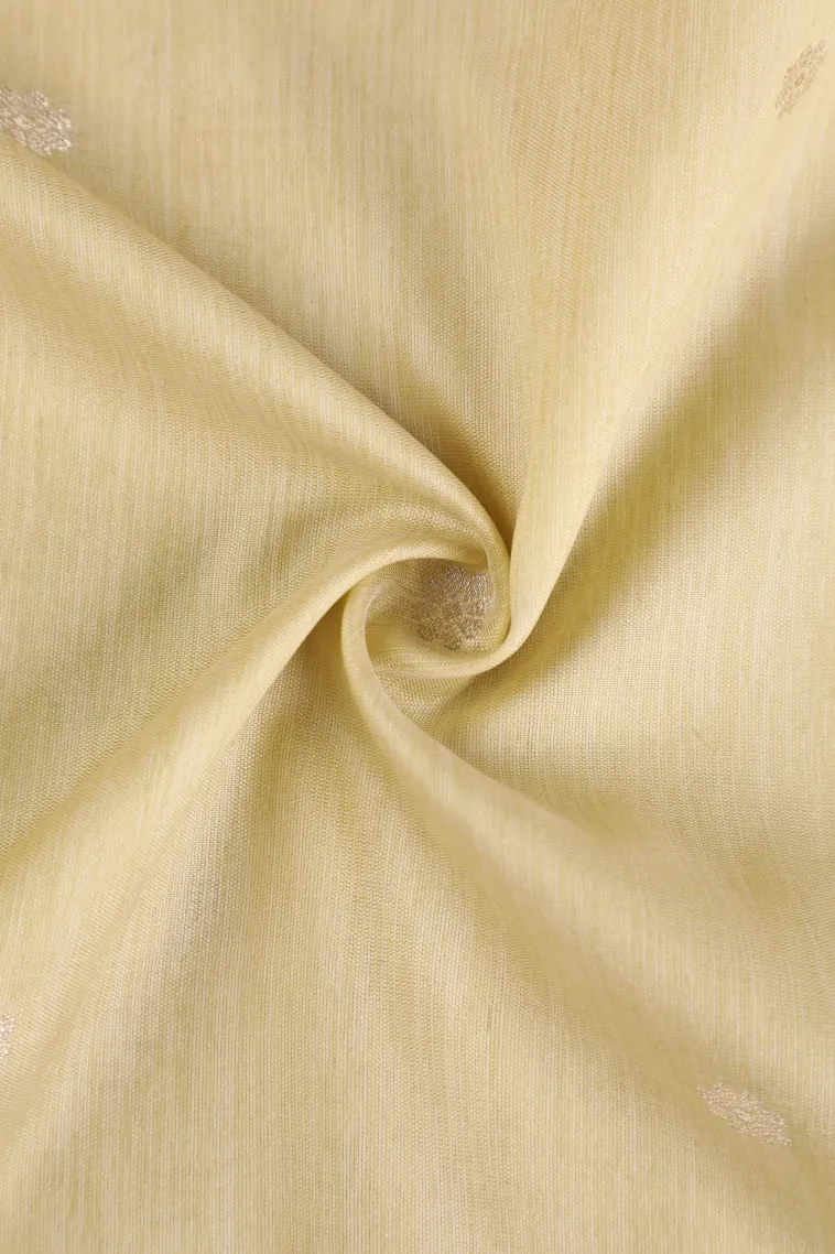 Sandollar Yellow Soft Silk Sarees with Silver Zari Buttis (small Dots Or Motifs) view 4
