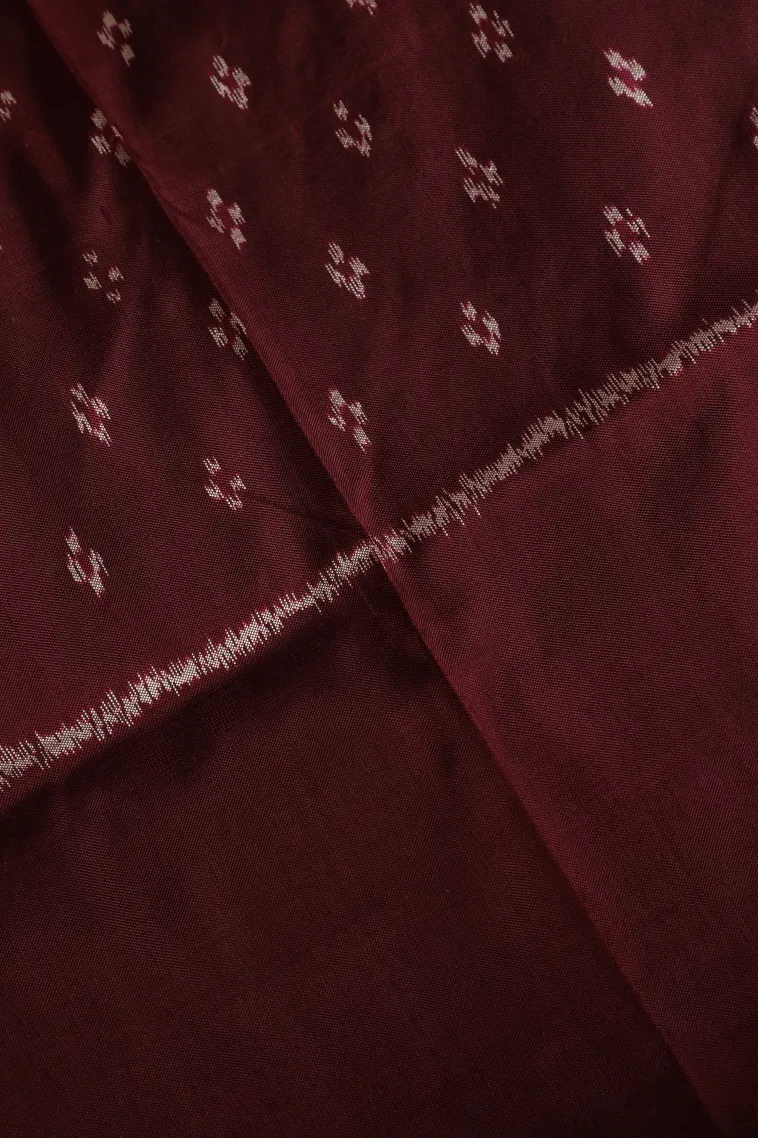 Caramel Brown Ikkat Silk Without Zari With Geometric Shapes view 3