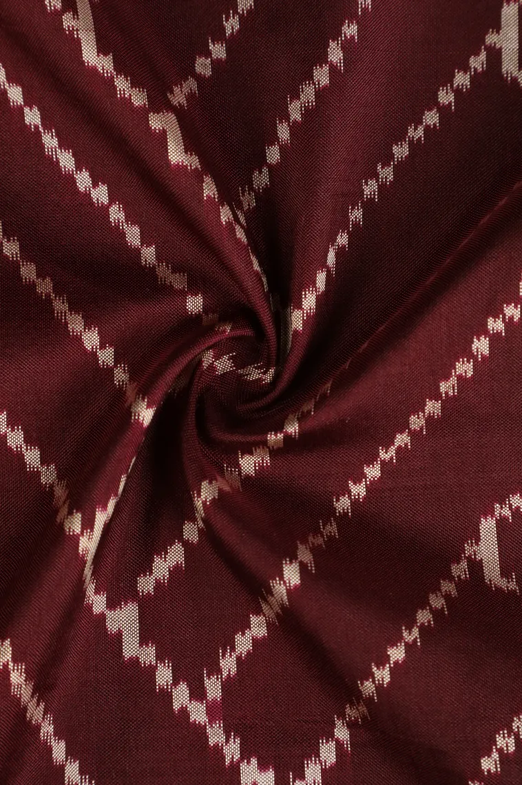 Caramel Brown Ikkat Silk Without Zari With Geometric Shapes view 4