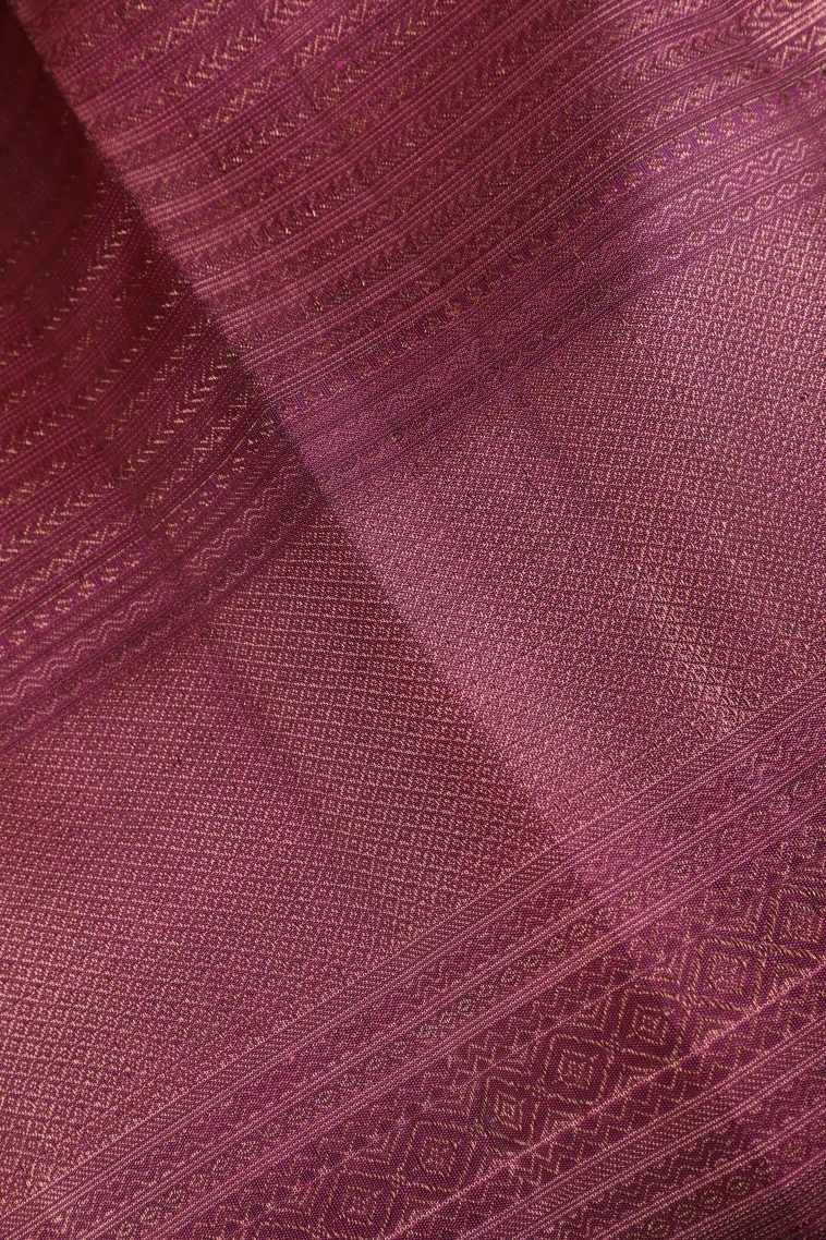 Rose Pink Kanchipuram Silk Sarees with Gold Zari Checks And Puttas view 3