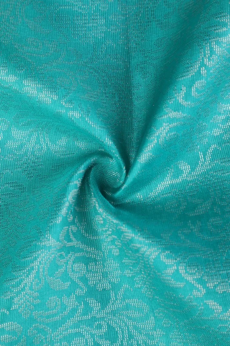 Arctic Blue Soft Silk Saree with Silver Zari Floral Patterns view 4