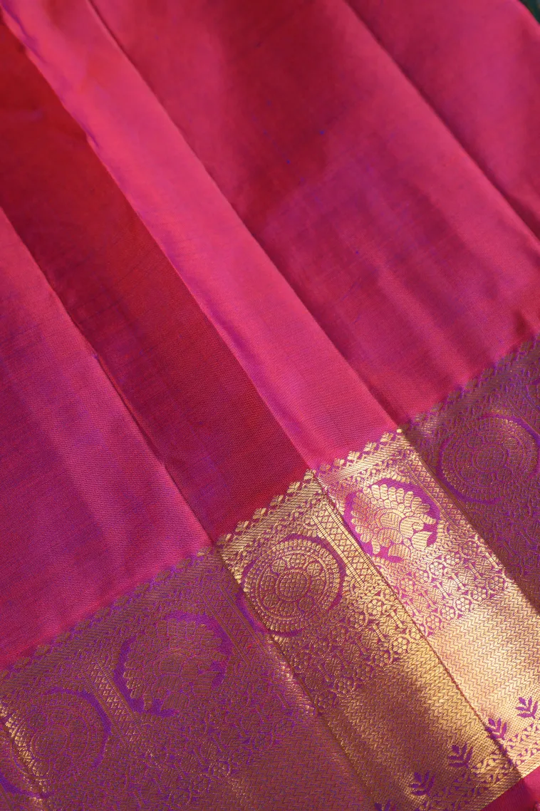 Teal Blue Kanchipuram Silk Sarees with Gold Zari Mango Puttas view 3