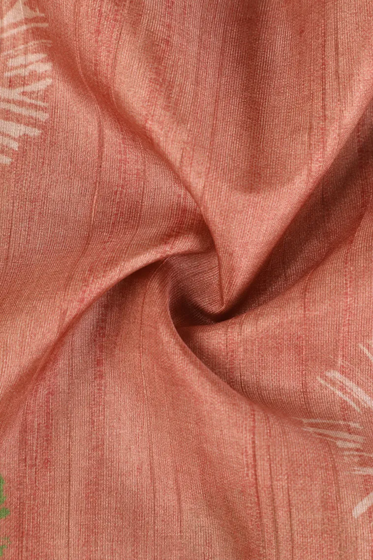 Peach Pink Semi Tussar Silk Without Zari With Geometric Shapes view 4