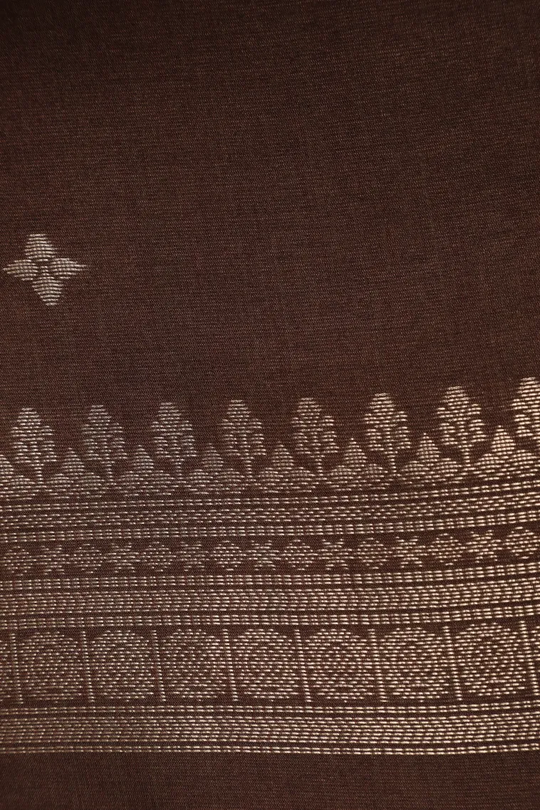 Honey Orange Tussar Saree with Gold Zari Straipes And Puttas view 3