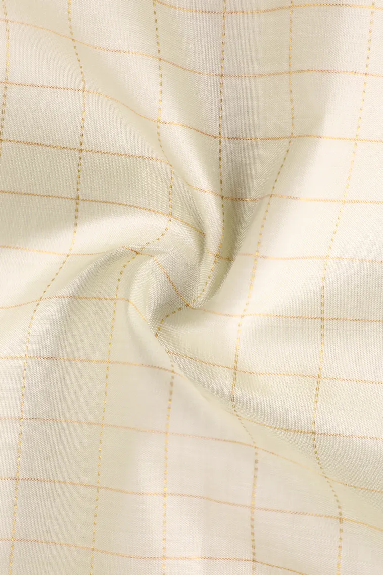 Pistachio Green Kanchipuram Silk Sarees with Gold Zari Checks view 4
