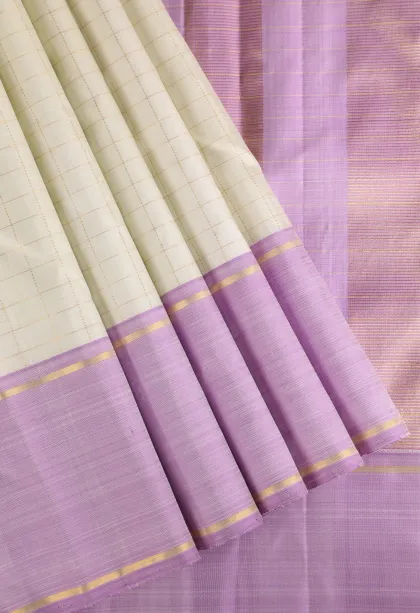Pistachio Green Kanchipuram Silk Sarees with Gold Zari Checks