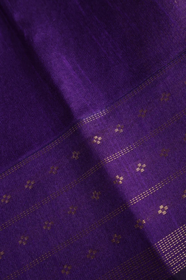 Peach Pink Tussar Saree with Gold Zari Cross Straipes view 3