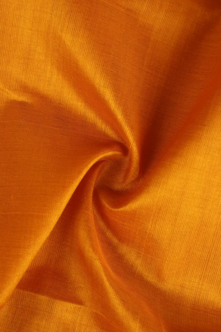 Honey Orange Silk Cotton with Gold Zari Plain view 4