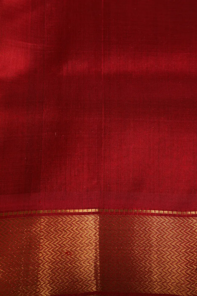 Honey Orange Silk Cotton with Gold Zari Plain view 3