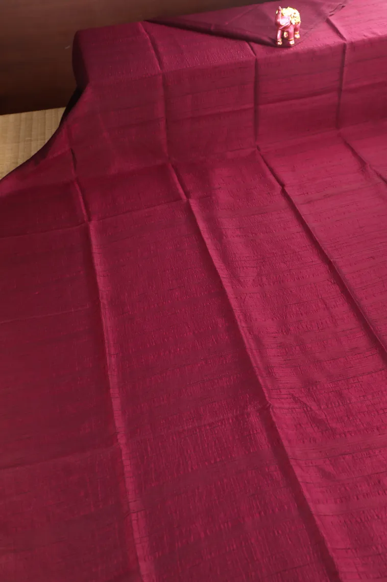 Magenta Purple Jute Sarees Without Zari With Plain view 2