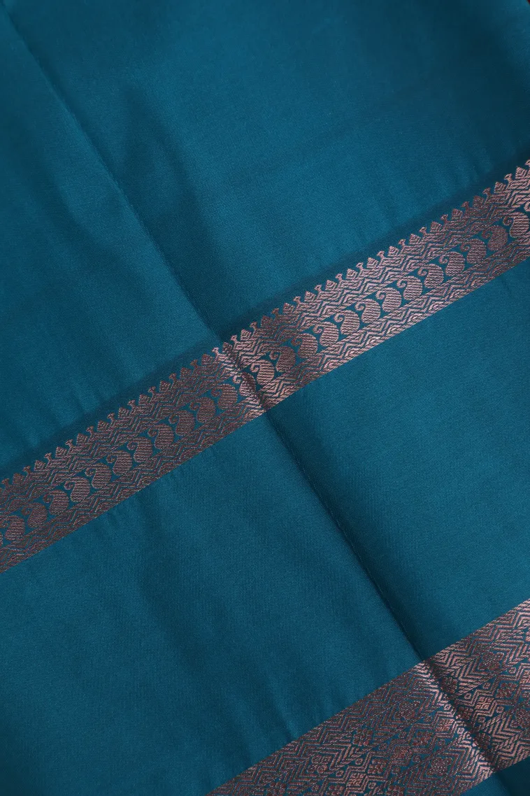 Punch Pink Visiri Madippu Silk Sarees with Copper Zari Straipes And Puttas view 3