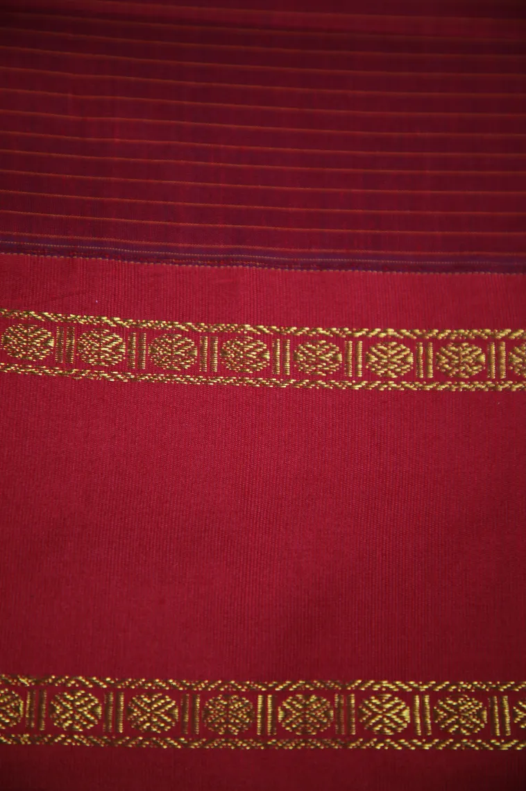 Viola Purple Kalyani Cotton with Gold Zari Small Checks Pattern view 3