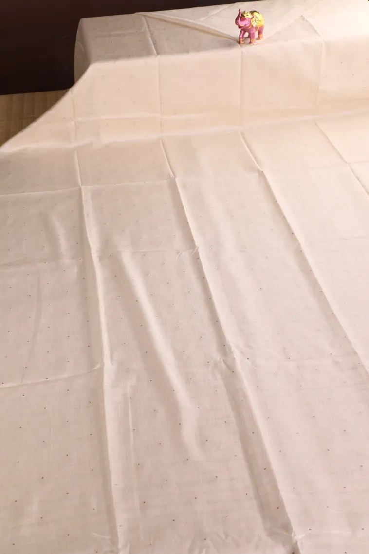 Coconut White Jute Sarees Without Zari With Stone Work view 2