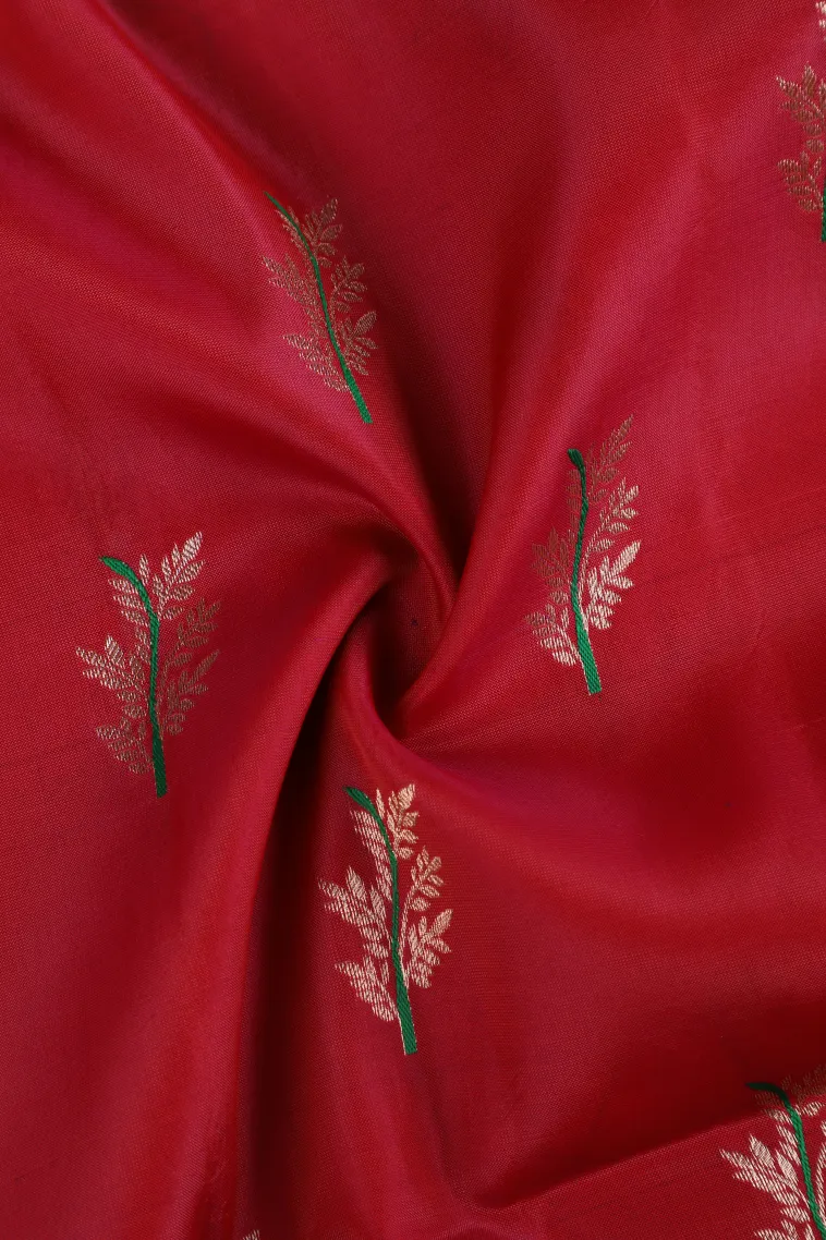 Punch Pink Soft Silk Saree with Gold Zari Kodi Pattern view 4