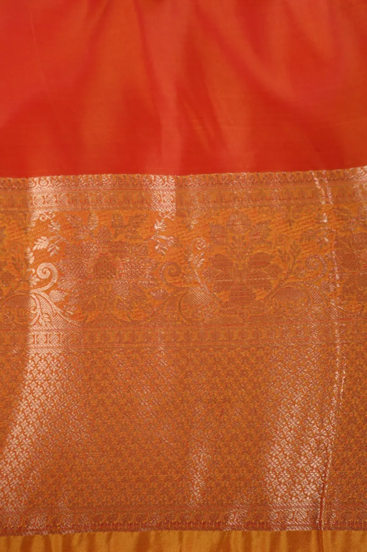 Punch Pink Soft Silk Saree with Gold Zari Kodi Pattern view 3