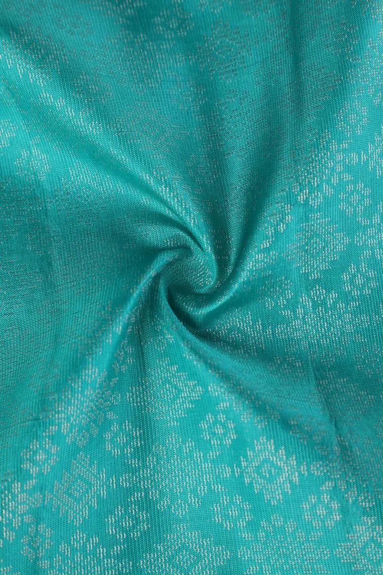 Sky Blue Soft Silk Saree with Silver Zari Floral Patterns view 4