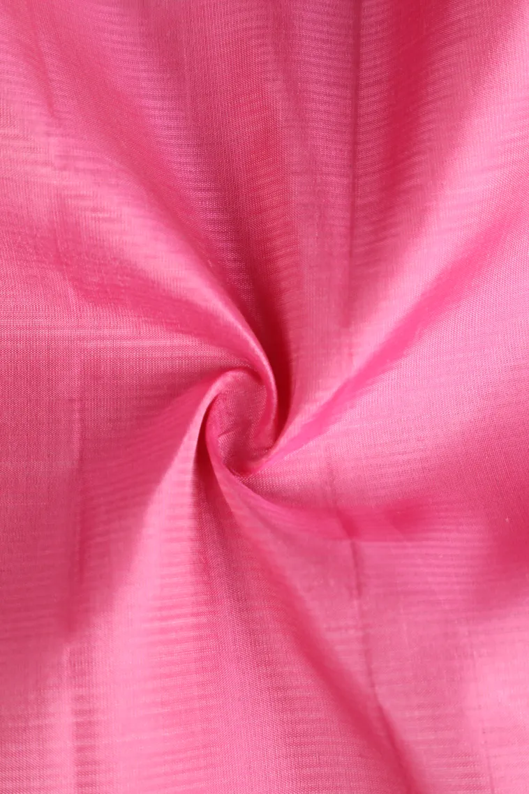 Rose Pink Soft Silk Saree with Gold And Silver Zari Floral Patterns view 4