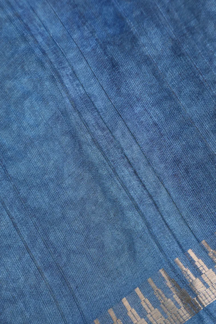 Gold Semi Tussar Silk Without Zari With Geometric Shapes view 3