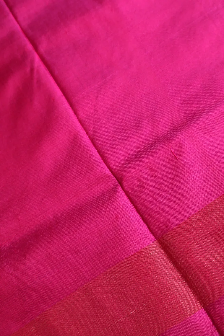Magenta Pink Ikkat Silk Without Zari With Geometric Shapes view 3