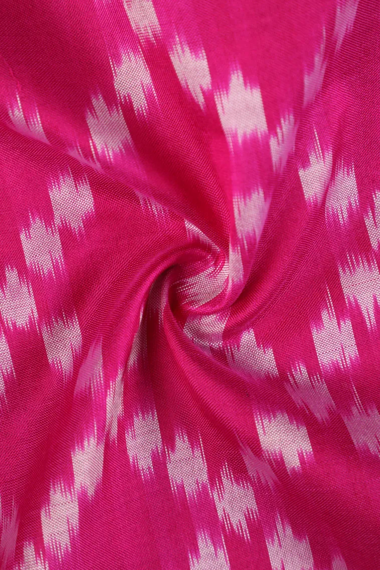 Magenta Pink Ikkat Silk Without Zari With Geometric Shapes view 4