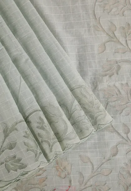 Pistachio Green Manipuri Cotton Sarees Without Zari With Stripes