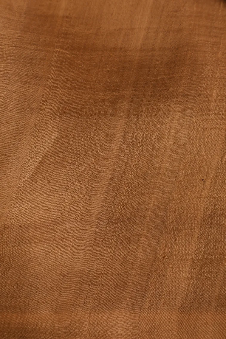Peanut Brown Soft Silk Sarees Without Zari With Leaf Pattern view 3