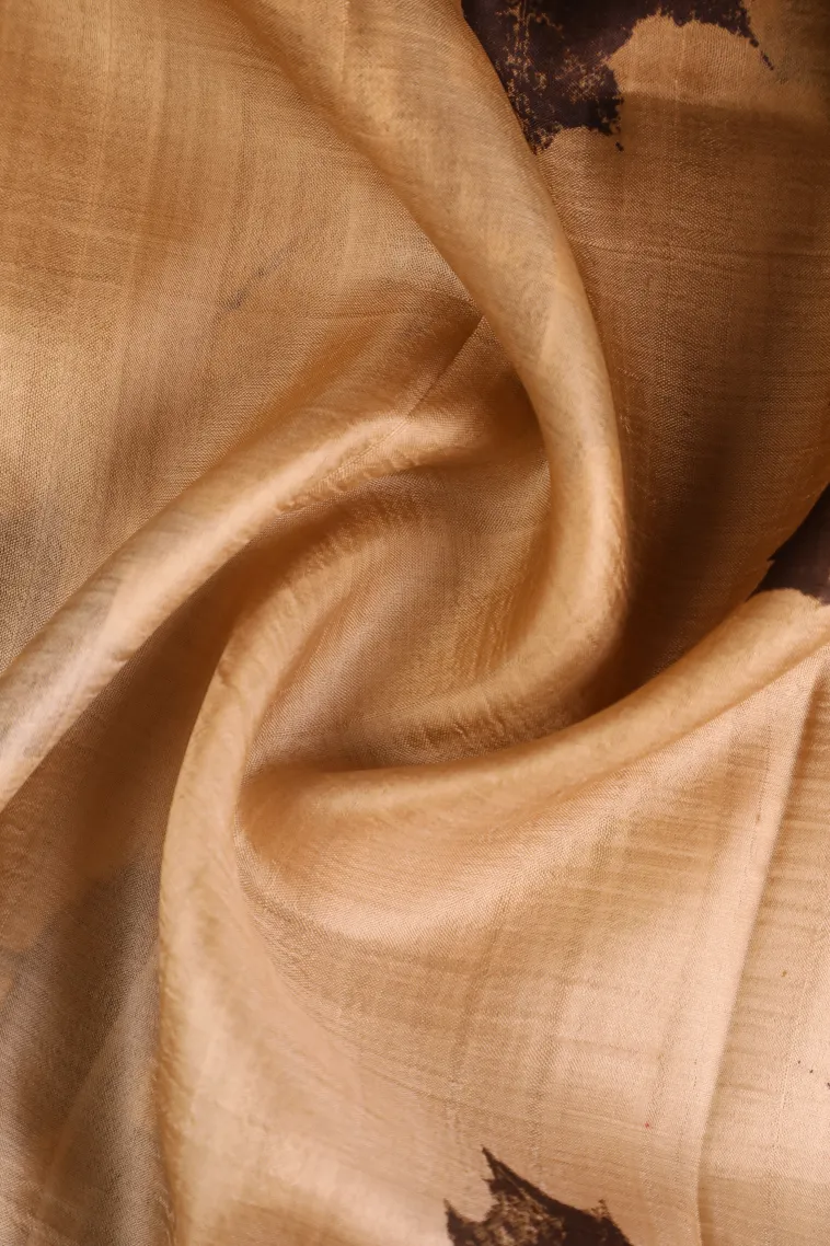 Peanut Brown Soft Silk Sarees Without Zari With Leaf Pattern view 4