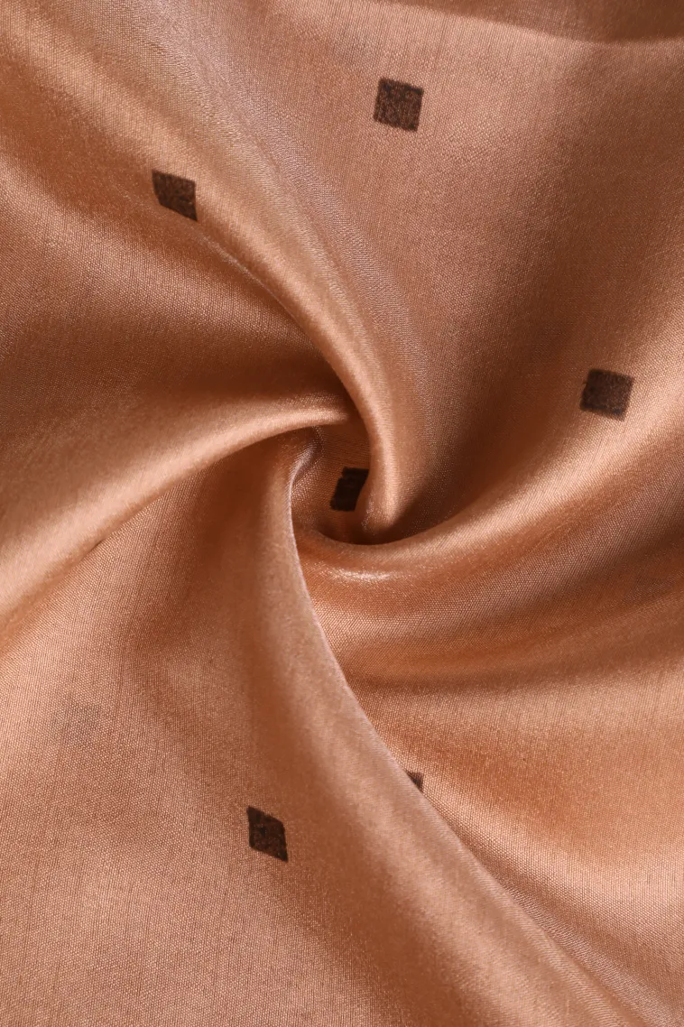 Peach Pink Semi Tussar Silk Without Zari With Peacock And Animal view 4