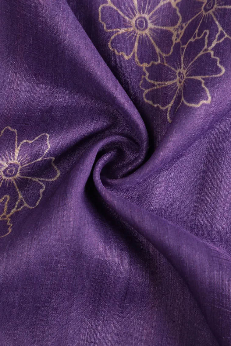 Orchid Purple Semi Tussar Silk Without Zari With Geometric Shapes view 4