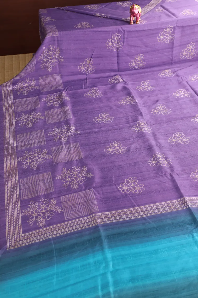 Orchid Purple Semi Tussar Silk Without Zari With Geometric Shapes view 2