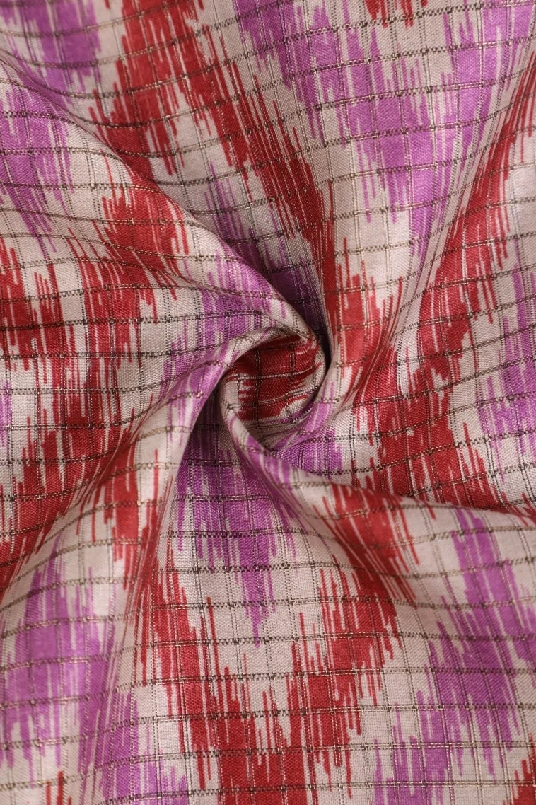 Cotton White Tussar Saree with Gold And Silver Zari Geometric Shapes view 4