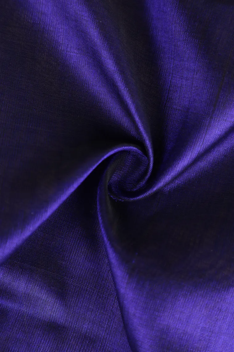 Berry Blue Silk Cotton with Gold Zari Plain view 4