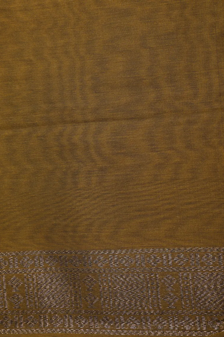 Denim Blue Silk Cotton Sarees with Antic Zari Straipes And Puttas view 3