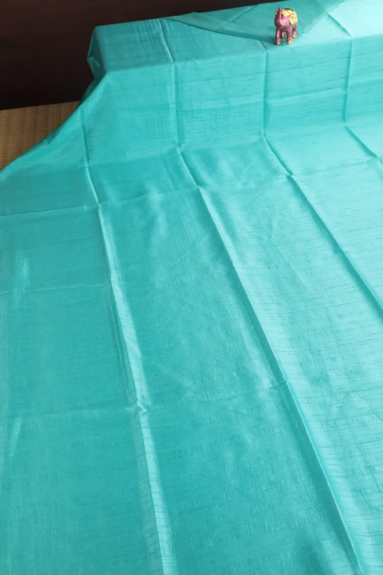 Sky Blue Jute Sarees Without Zari With Plain view 2