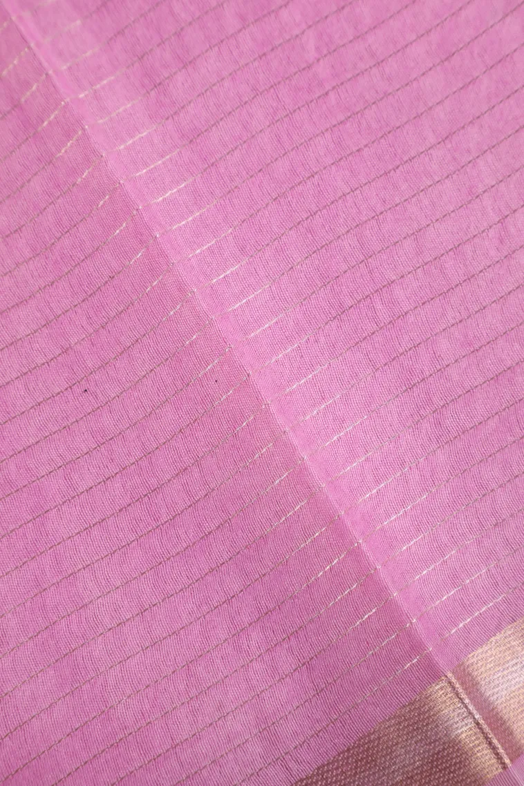 Cotton White Semi Tussar Silk with Gold And Silver Zari Small Checks Pattern view 3