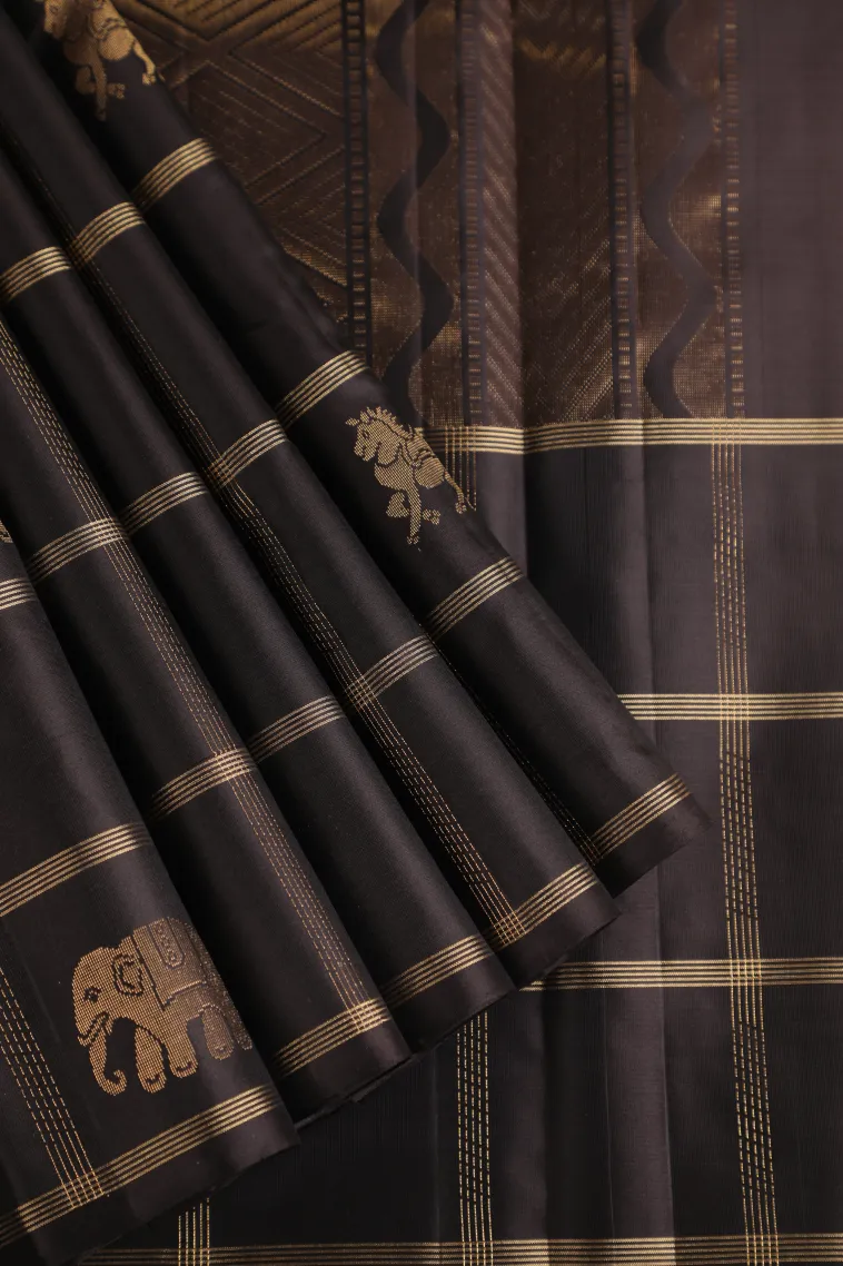 Pistachio Green Soft Silk Saree with Gold Zari Small Checks Pattern