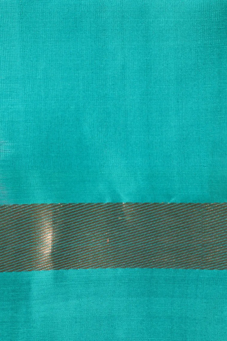 Admiral Blue Soft Silk Saree with Gold Zari Stripes view 3