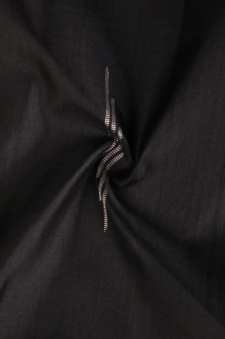 Olive Black Kanchipuram Silk Sarees with Gold And Silver Zari Buttis (small Dots Or Motifs) view 4