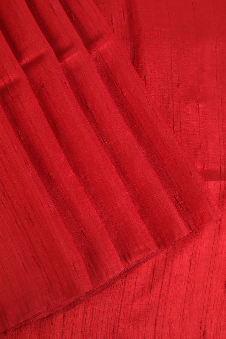 Rose Red Jute Sarees Without Zari With Plain