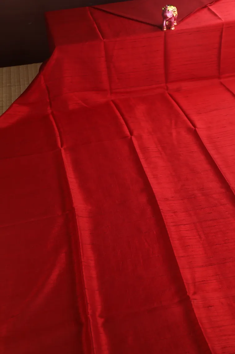 Rose Red Jute Sarees Without Zari With Plain view 2