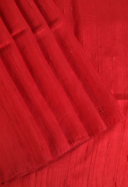 Rose Red Jute Sarees Without Zari With Plain